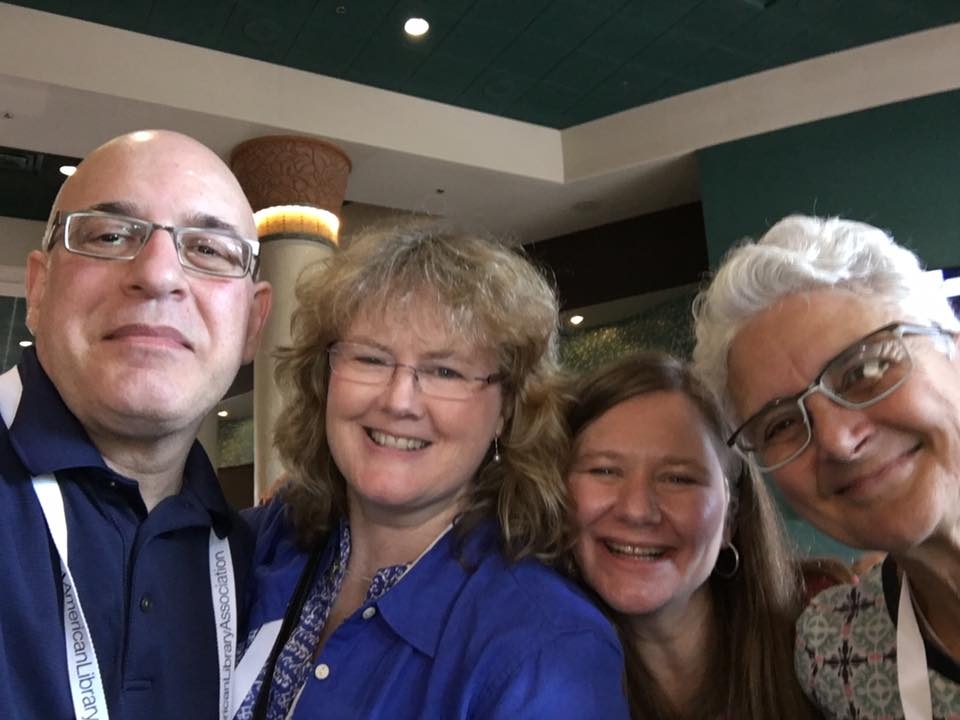 Peter Salomon, Lynda Mullaly Hunt, Nancy Day, and me